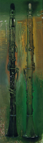 'clarinet, two views'
28 x 8
oil on paper on alumnum